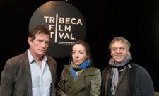 Thomas Haden Church, Anne-Katrin Titze, Marc Labrèche in the Tribeca Film Festival press lounge. Photo by Ed Bahlman.